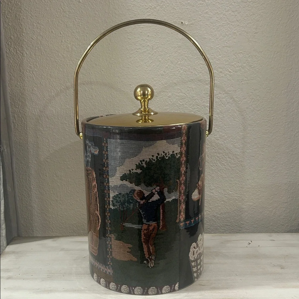 Kraftware- Vintage Golf Scene Ice Bucket with Handle